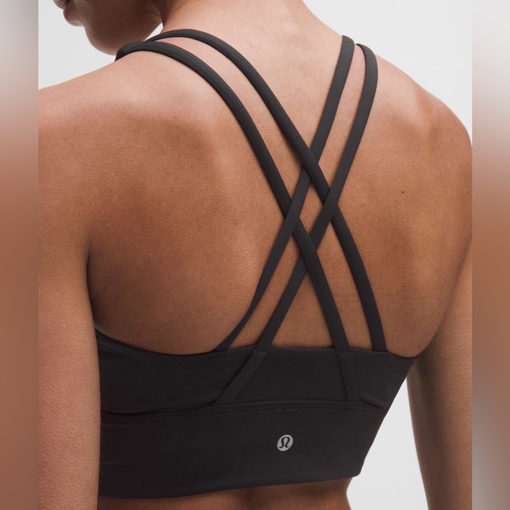 NWOT Lululemon Energy Longline Bra Black Strappy Back Size 6